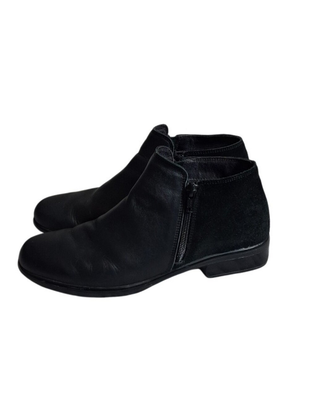NAOT Helm Women Ankle Boots EU39 Black Leather Suede Zip Monochrome Minimalist